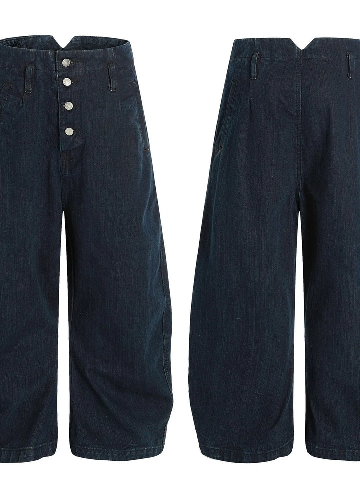 Men's Washed Button Fly Curved Jeans