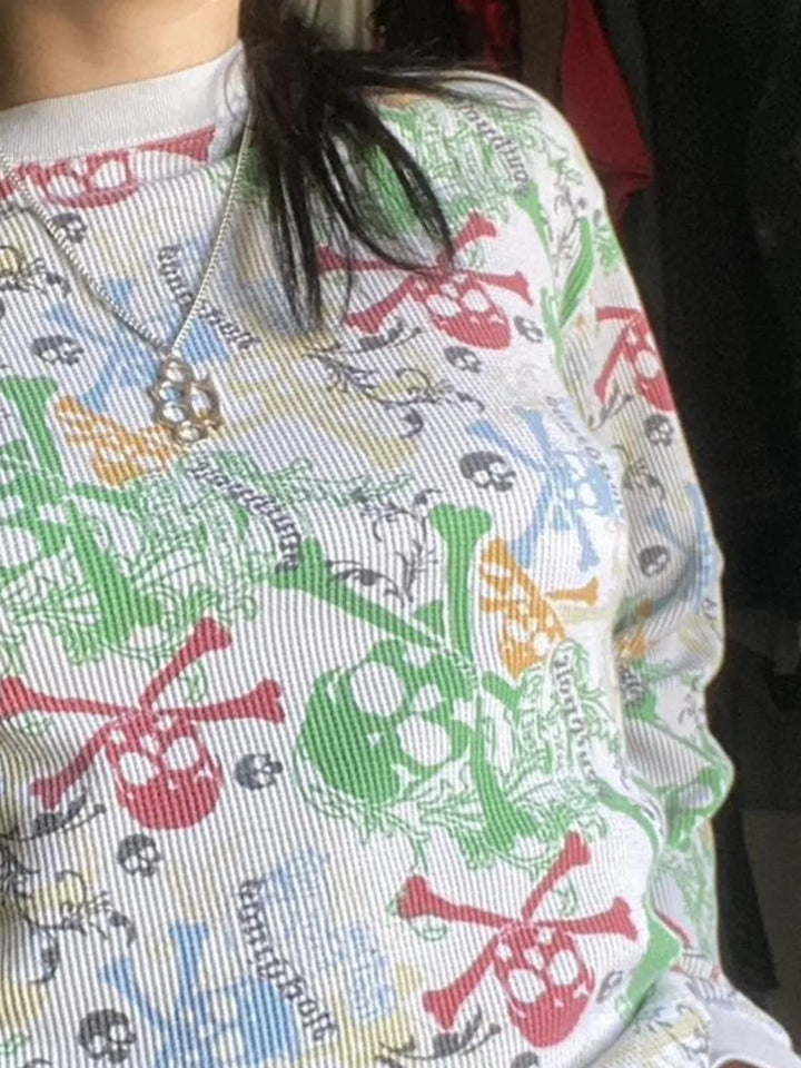 Printed Round Neck Long Sleeve T-Shirt