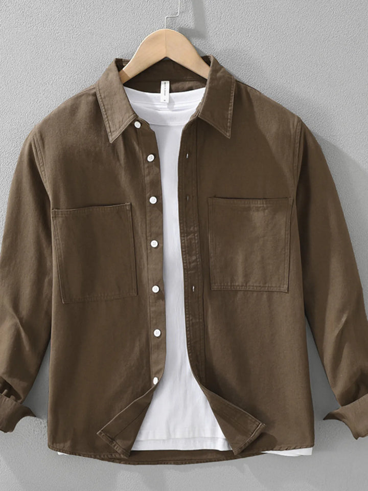 Men's Plus Size Button Detail Long Sleeve Shirt