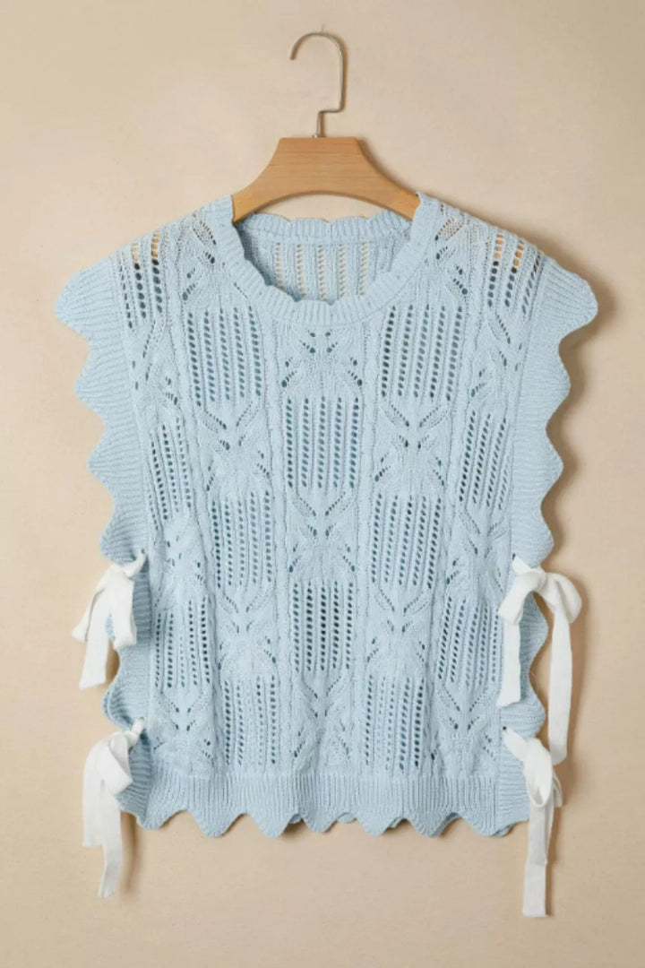 Openwork Side Tie Knit Top
