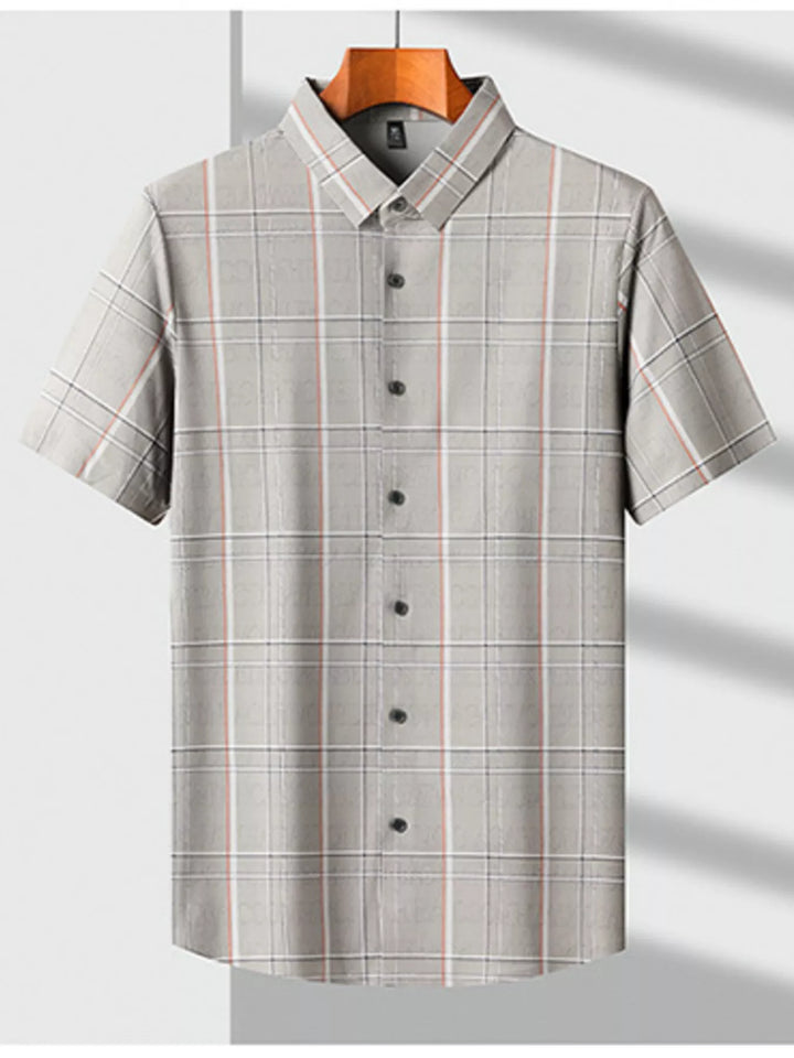 Men's Plus Size Plaid Button Up Short Sleeve Shirt