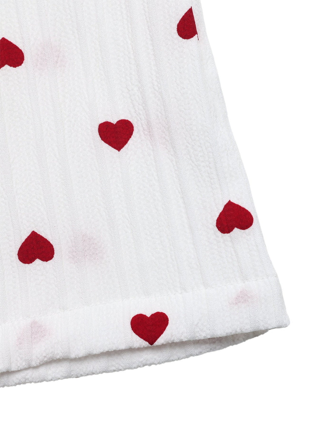 Heart Print Drawstring Waist Wide Leg Pants