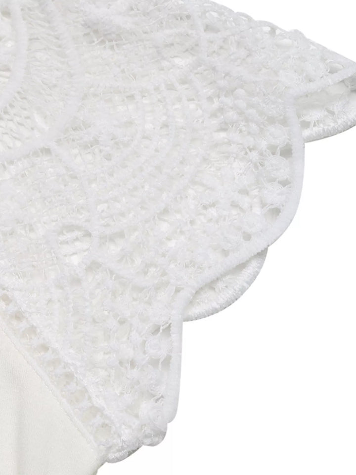 Lace Sleeve Notched Top