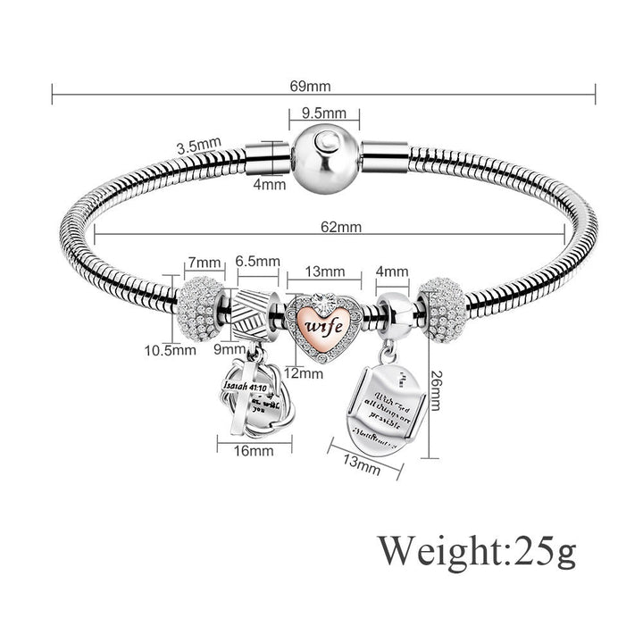 European And American-style Blush-pink Multi-strand Bracelet Couples Crystal Bracelet