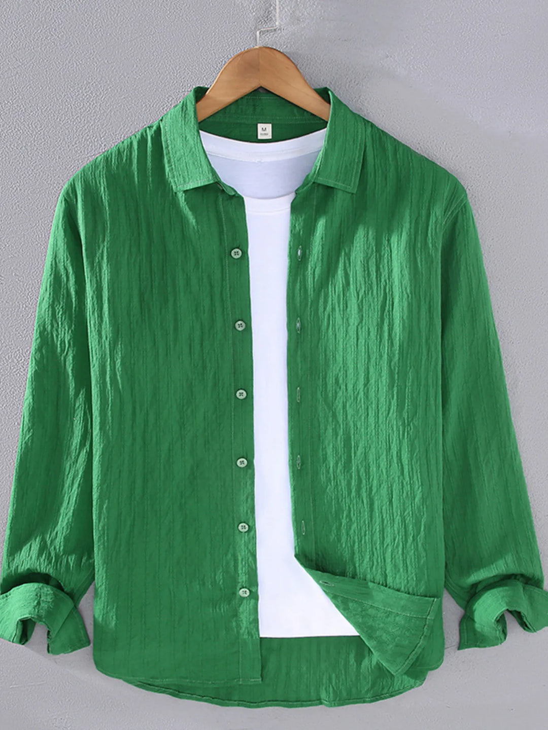 Men's Plus Size Textured Button Up Long Sleeve Shirt
