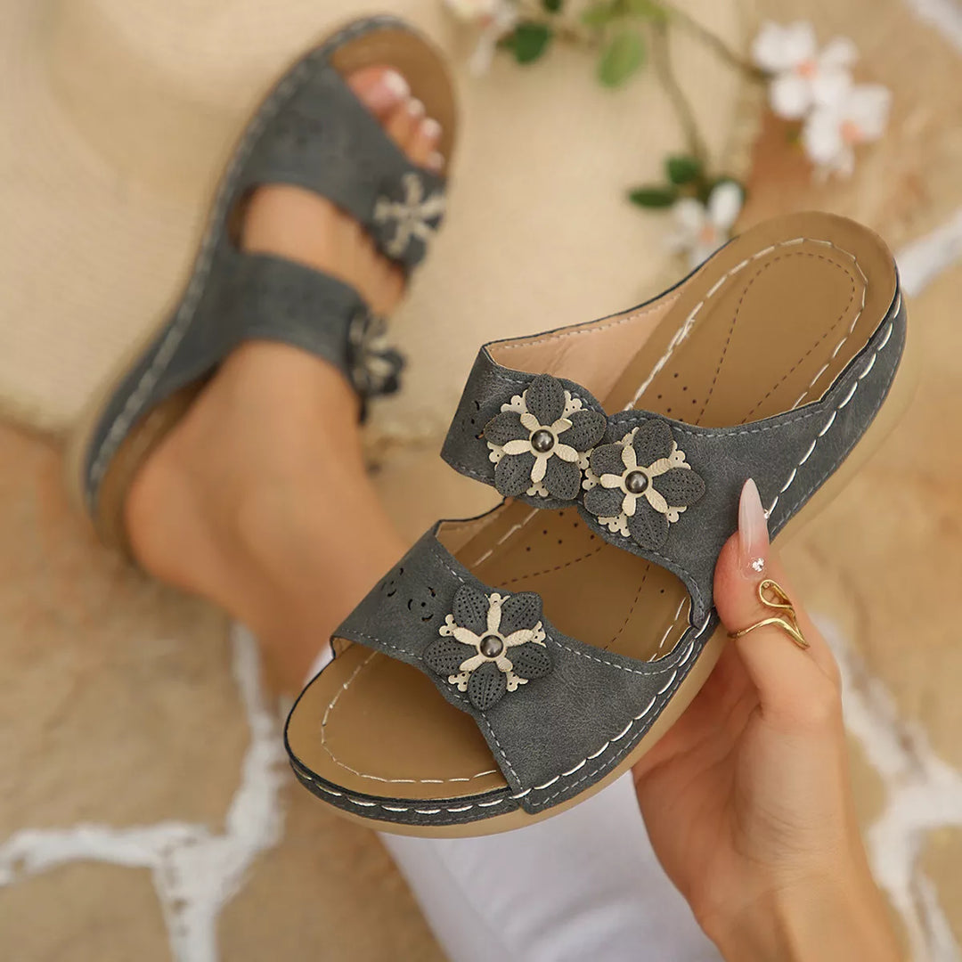 Floral Embellished Open Toe Sandals