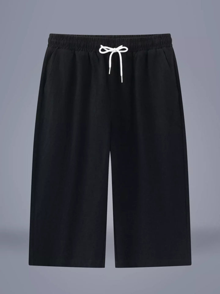 Men's Plus Size Casual Cropped Drawstring Pants