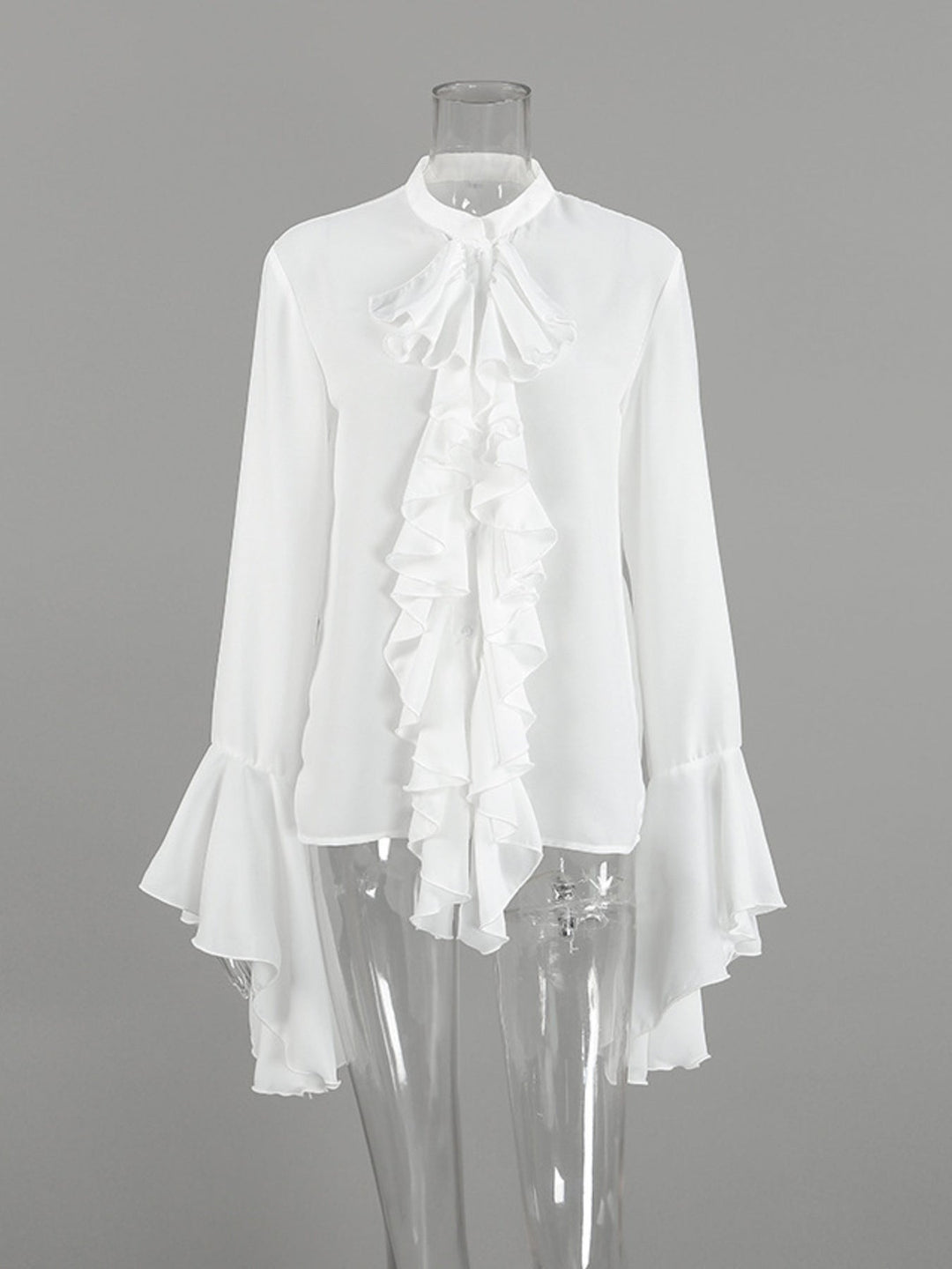 Ruffle Trim Flounce Sleeve Blouse