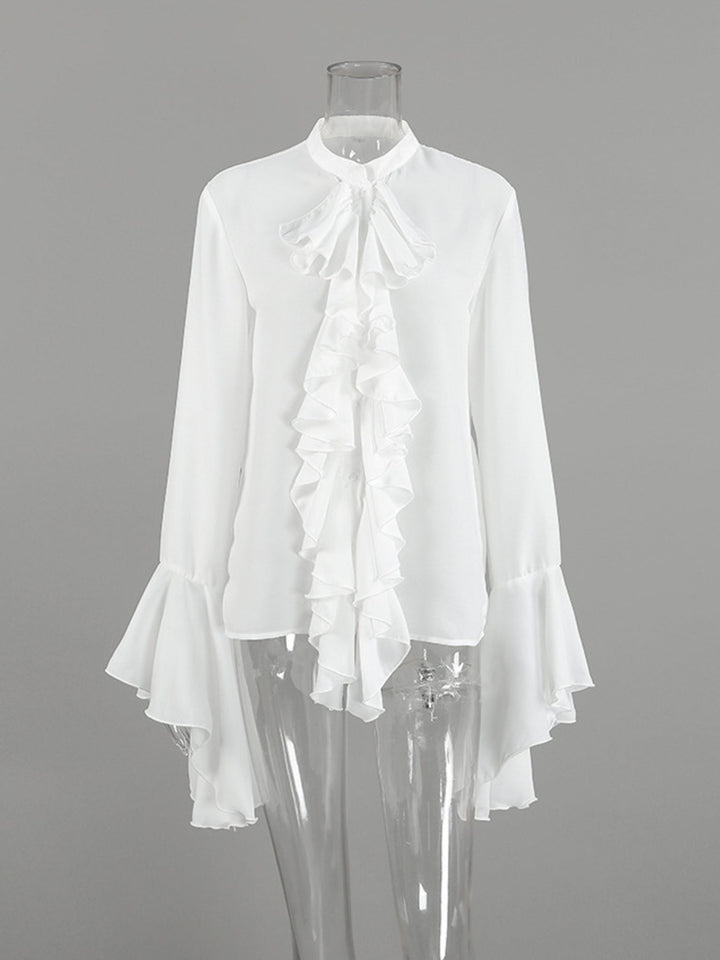 Ruffle Trim Flounce Sleeve Blouse