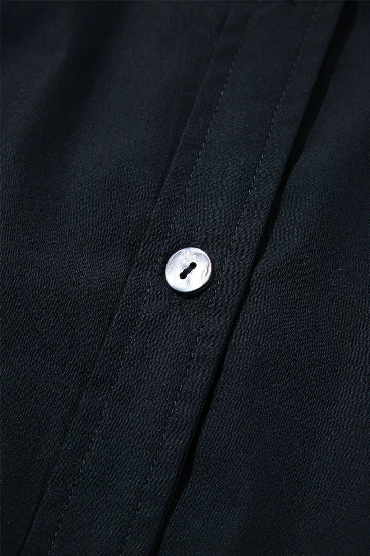 Button Up Tie Waist Puff Sleeve Mini Shirt Dress