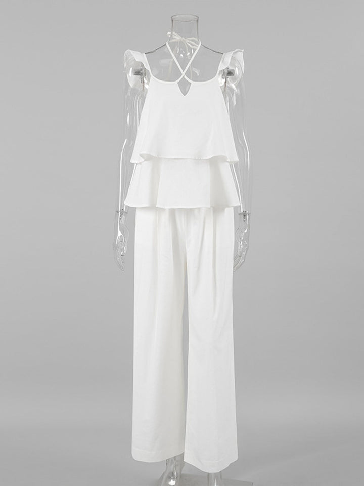 Layered Ruffled Cami and Pants Set