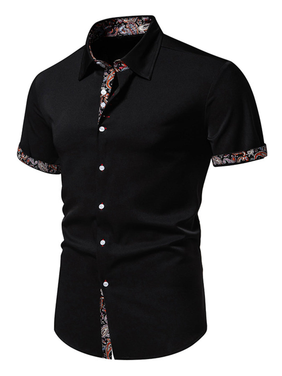 Men's Paisley Trim Short Sleeve Shirt