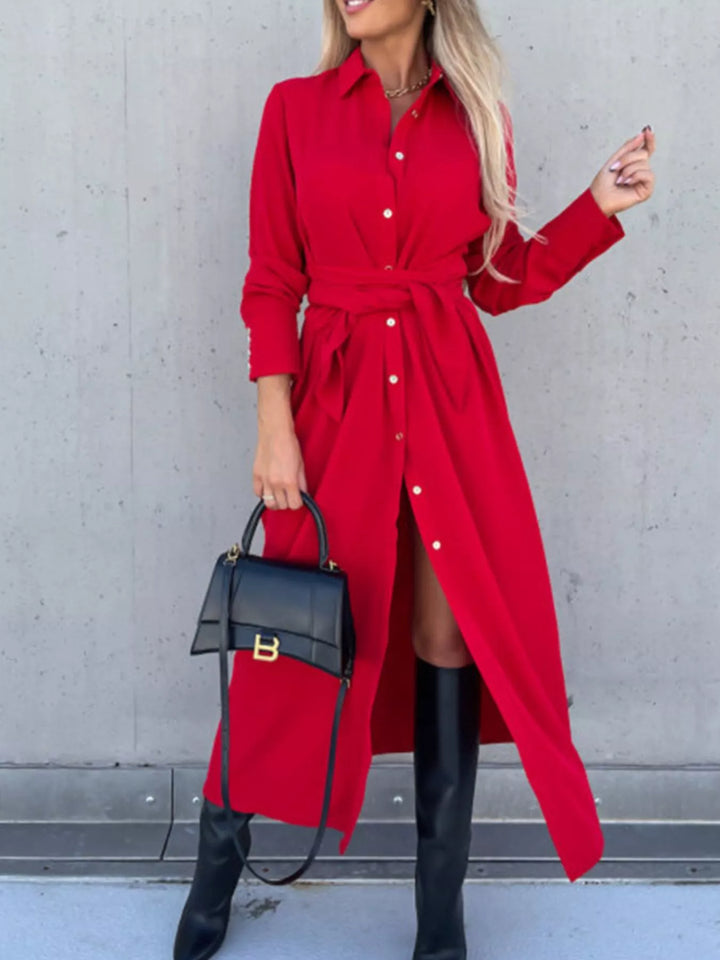 Full Size Button Front Shirt Dress Plus Size