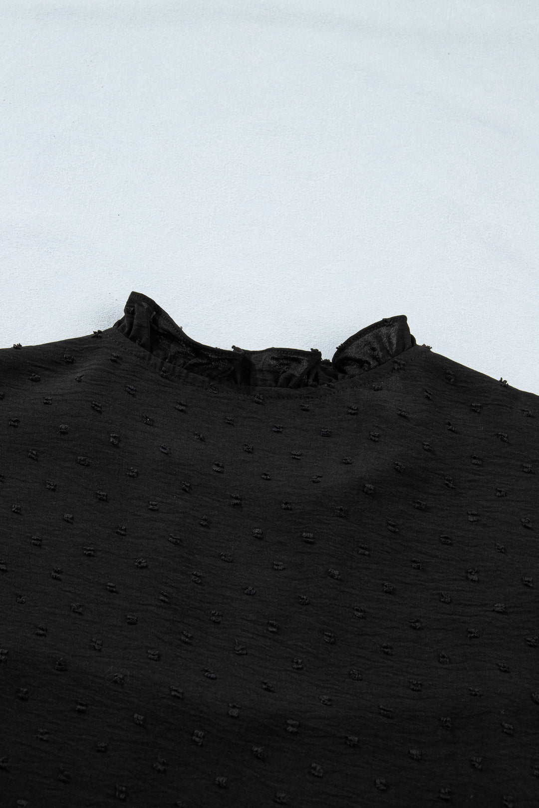 Black Plus Size Swiss Dot Ruffle Lace Trim V Neck Tank Top