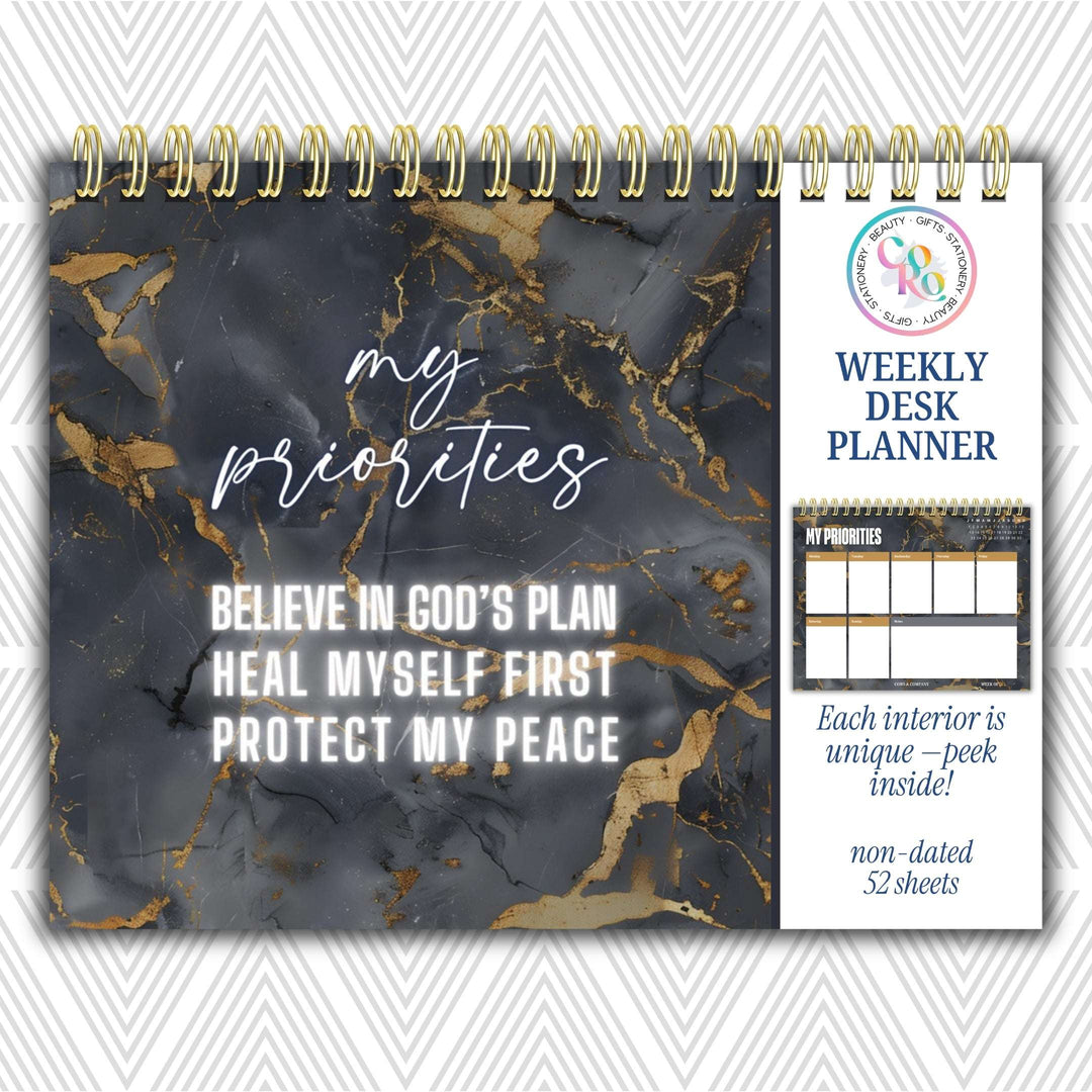 My Priorities Weekly Desk Planner | Undated Self-Love Weekly Planner