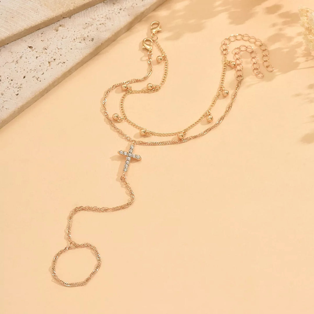 18K Gold-Plated Chain Cross Bracelet