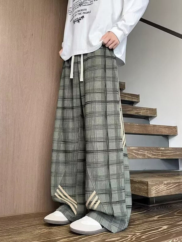 Men's Vintage Plaid Wide Leg Pants
