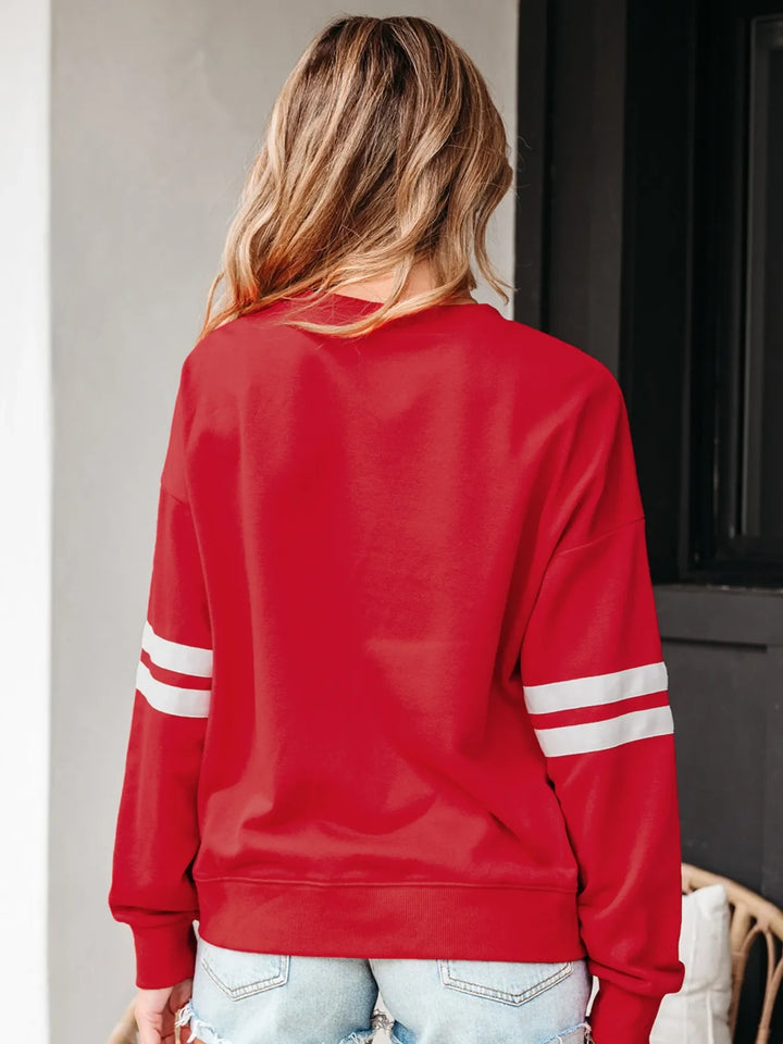 Stripe Round Neck Long Sleeve Sweatshirt