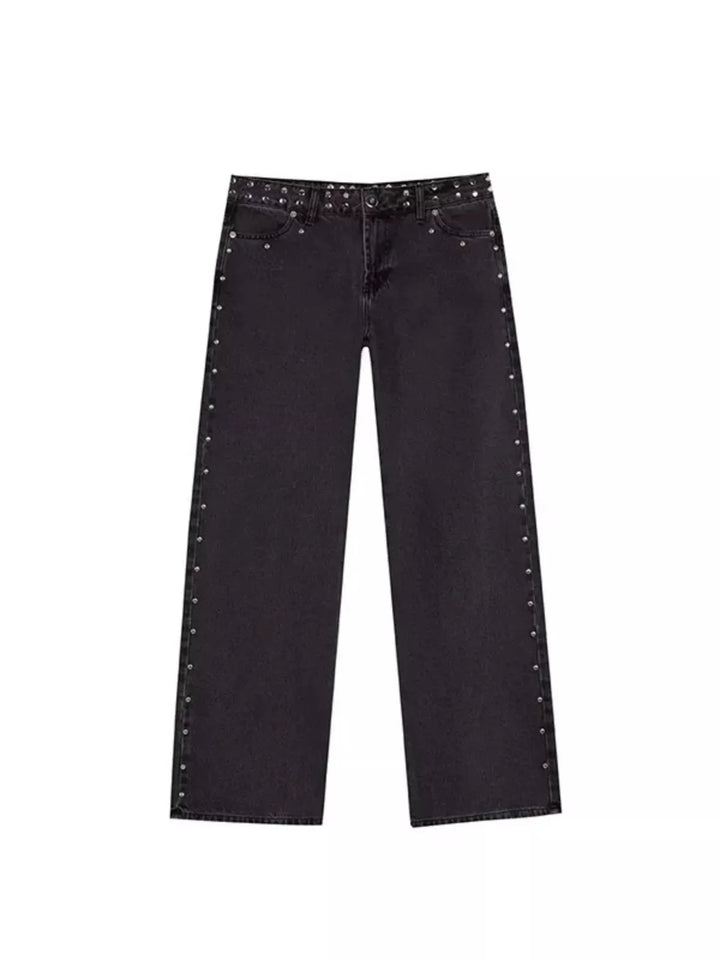 Leopard Star Patches Wide Leg Jeans