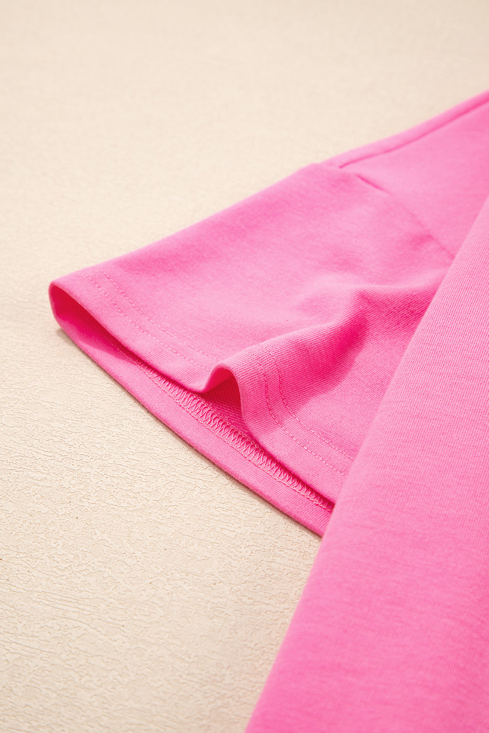 Bonbon V Neck Drop Shoulder Tee and Patchwork Drawstring Shorts Set