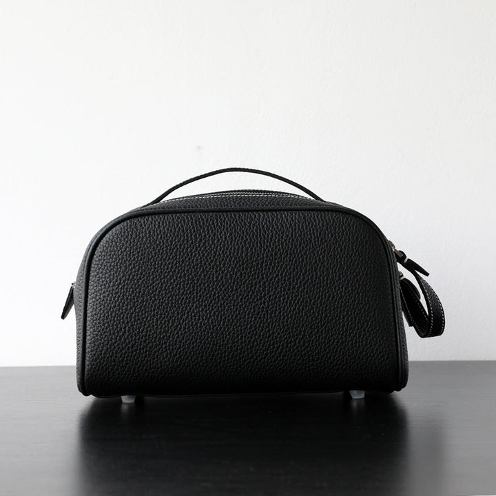 New Arrival Genuine Leather Portable Travel Toiletry Bag, Womens Cosmetic Case