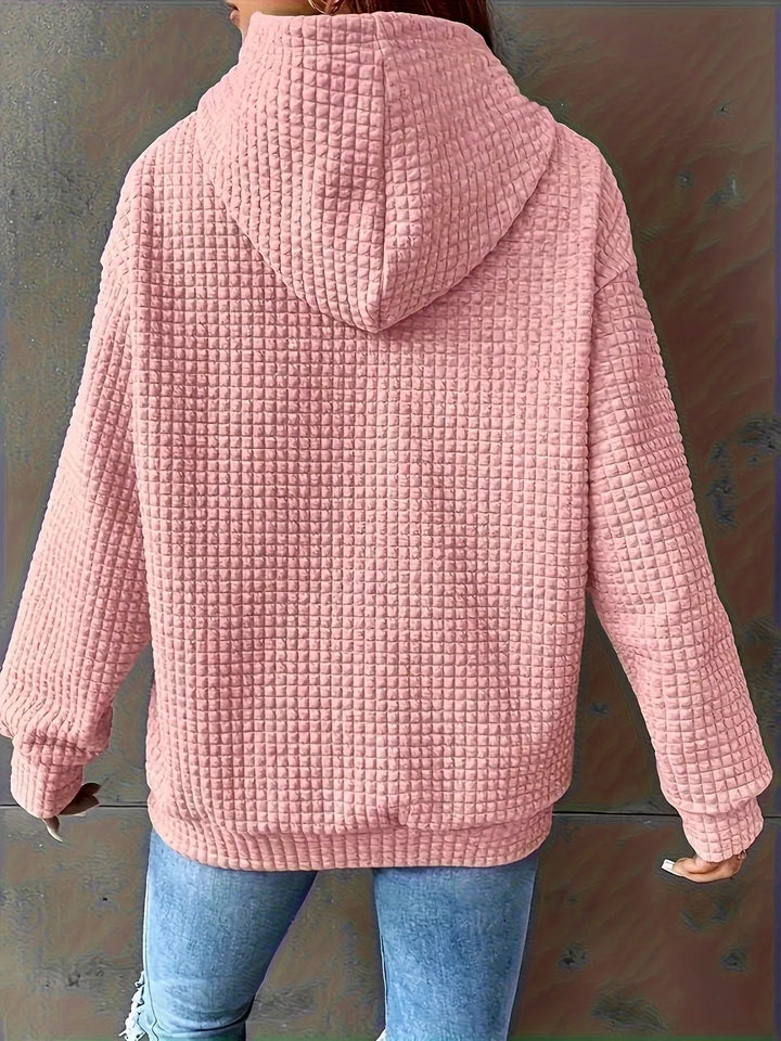 Textured Knit Drawstring Hoodie