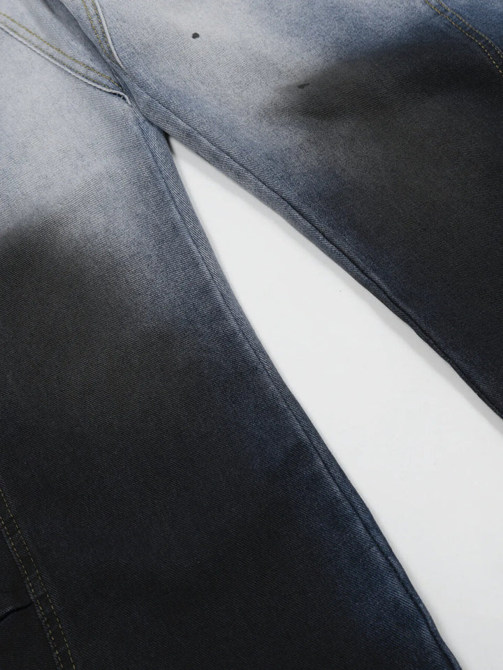 Men's Gradient Curved Jeans with Seam Detail