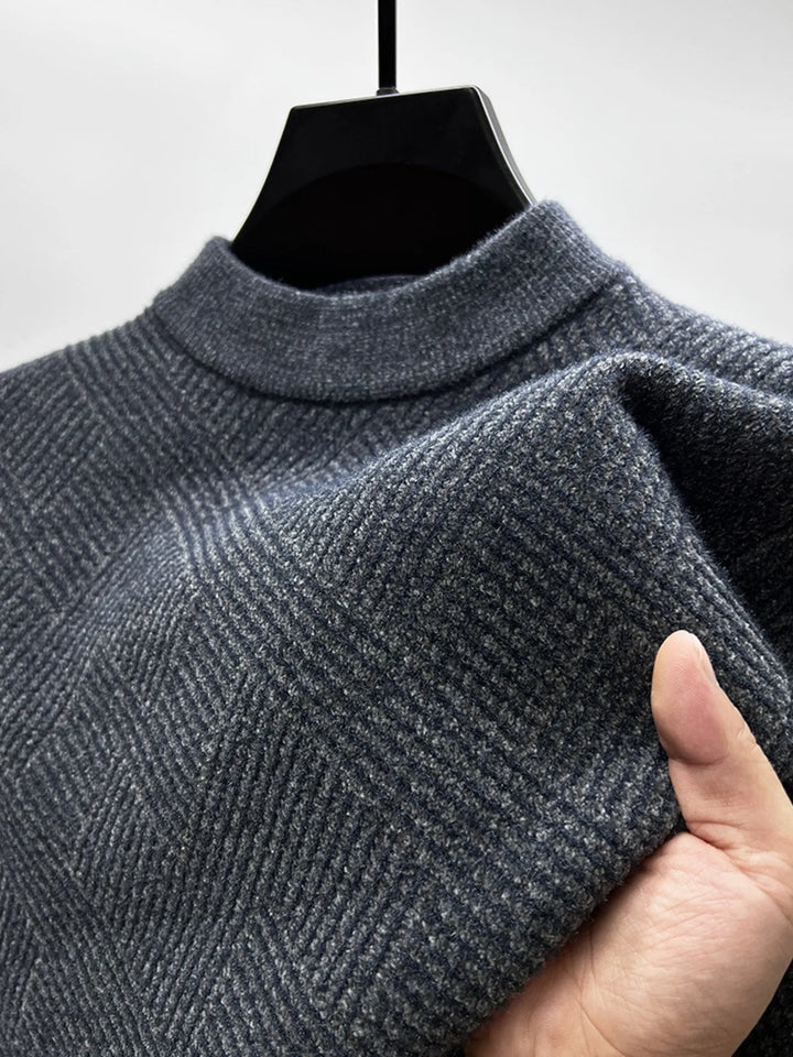 Men's Plus Size Textured Knit Long Sleeve Sweater