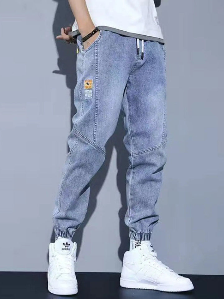 Men's Plus Size Washed Jeans with Pockets