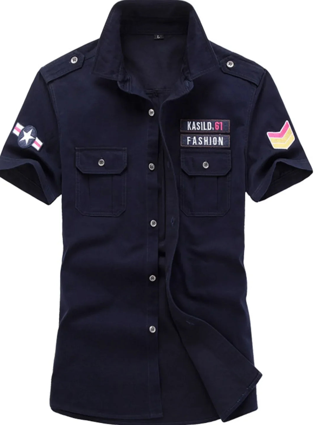 Men's Plus Size Embroidered Collared Neck Short Sleeve Shirt