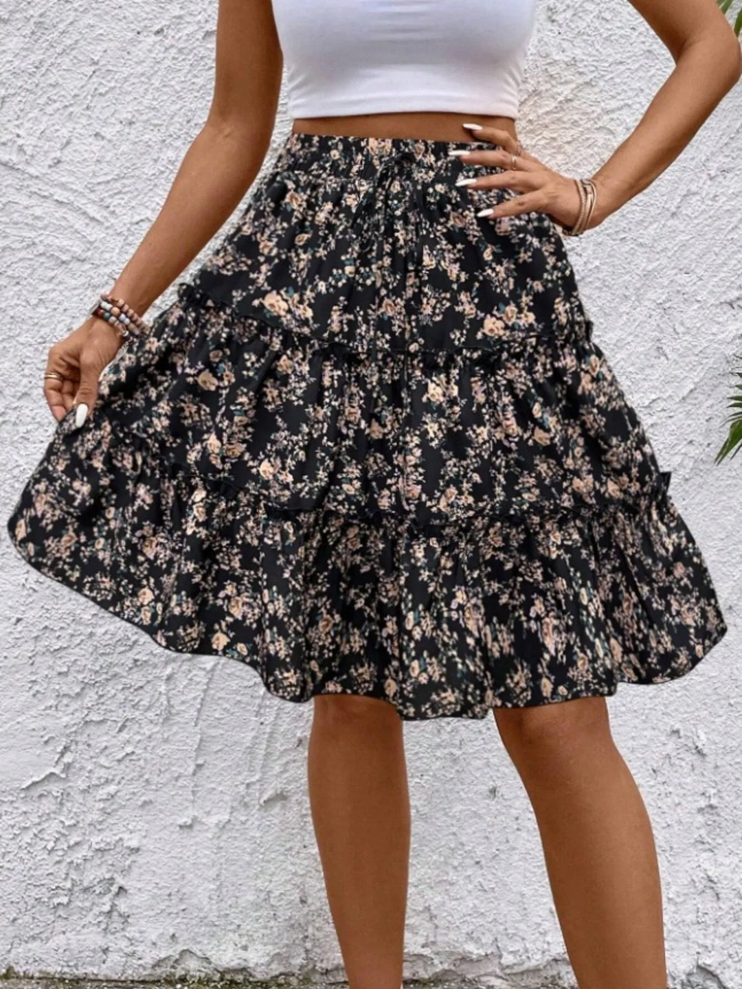 Floral Print Midi Skirt