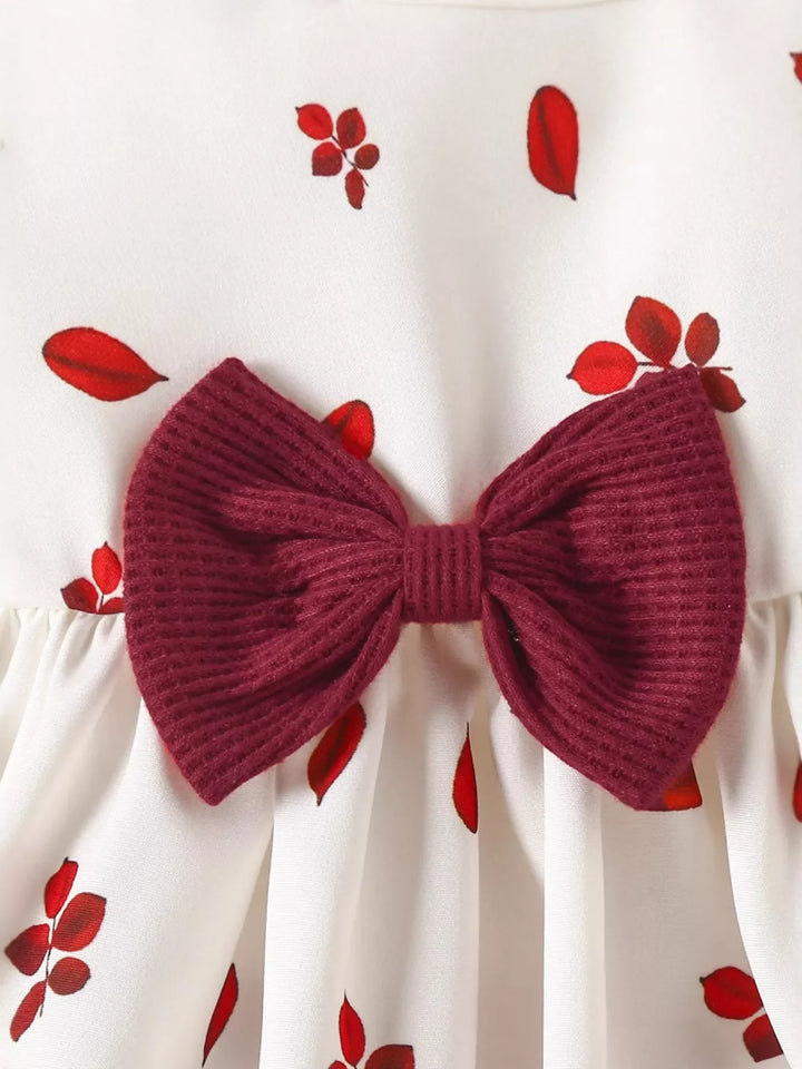 Children's Bow Dress & Ruffle Trim Cardigan Set