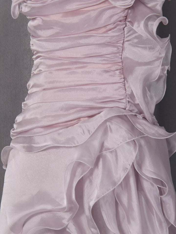 Ruffled High-Low Strapless Dress