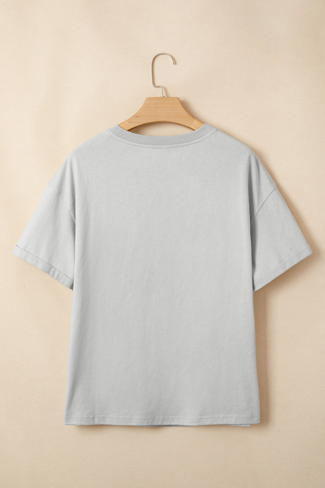 Light Grey Floral Crochet Ribbon Bow Patched Cotton T Shirt