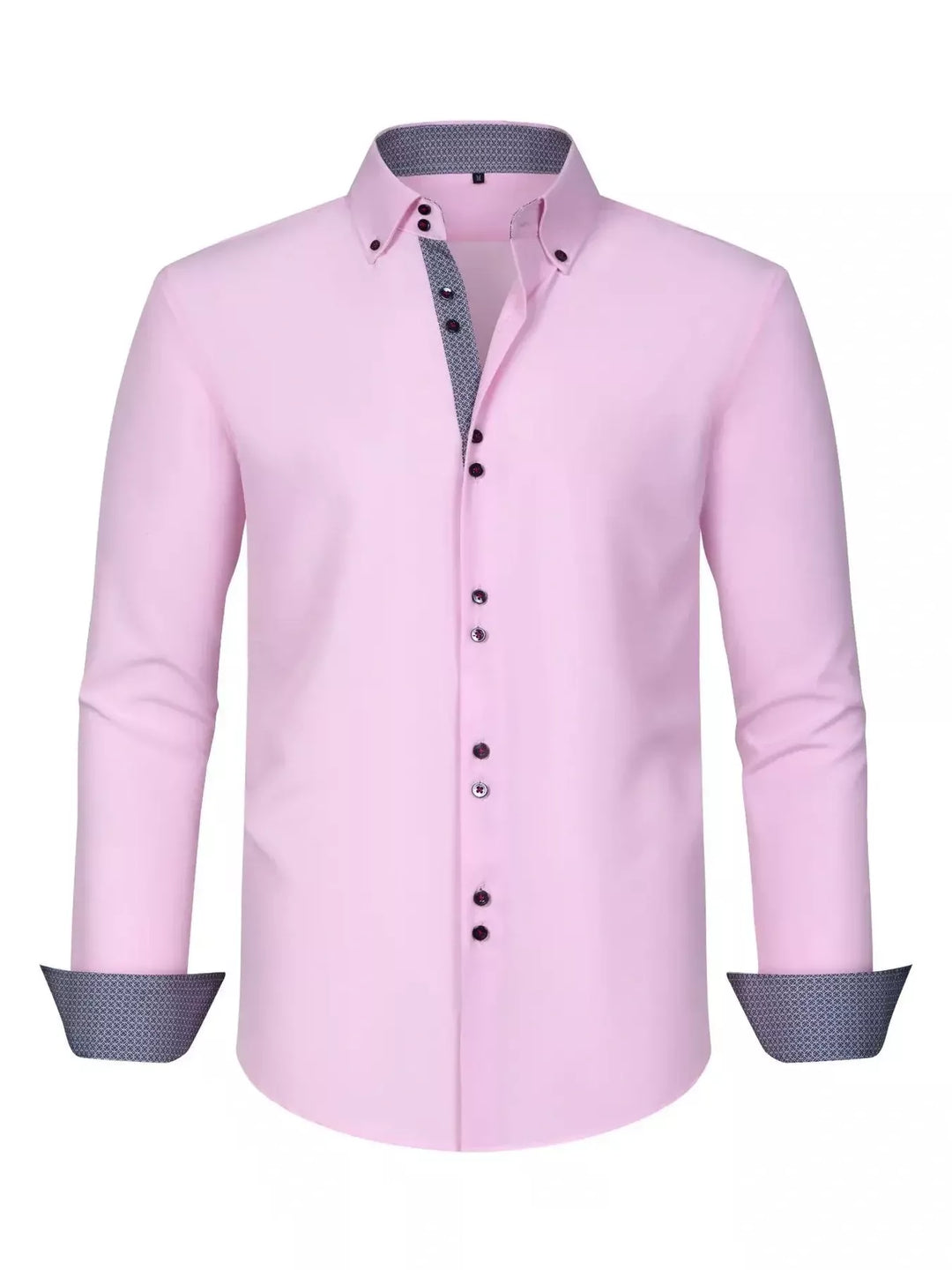 Men's Full Size Button-Down Casual Shirt with Contrast Cuffs Plus Size