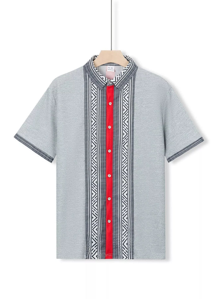 Men's Full Size Casual Geometric Print Short Sleeve Shirt Plus Size
