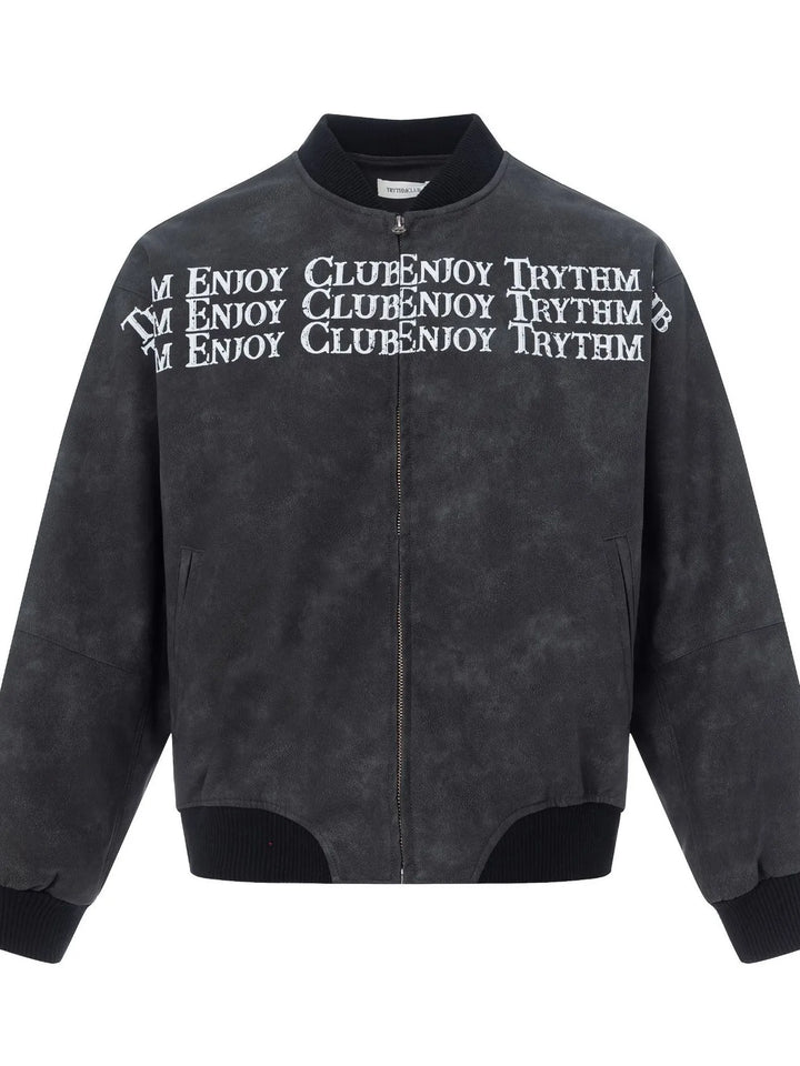 Men's Zip Up Letter Graphic Bomber Jacket