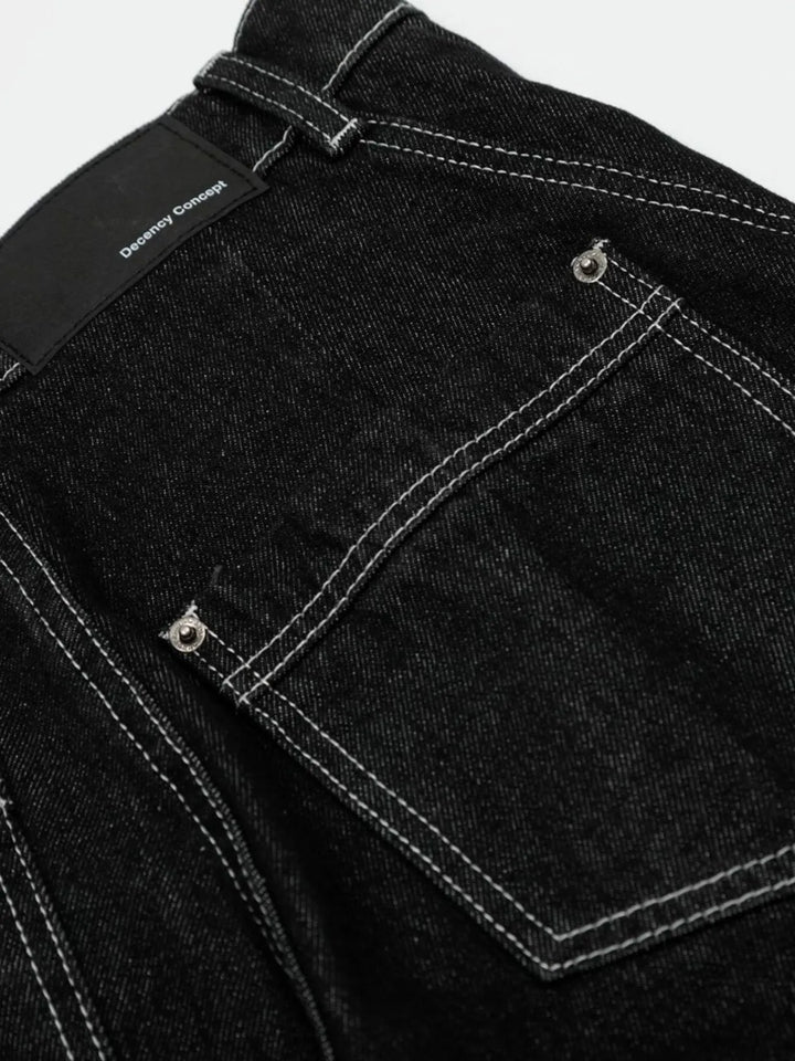 Men's Wide-Leg Jeans with Contrast Stitching