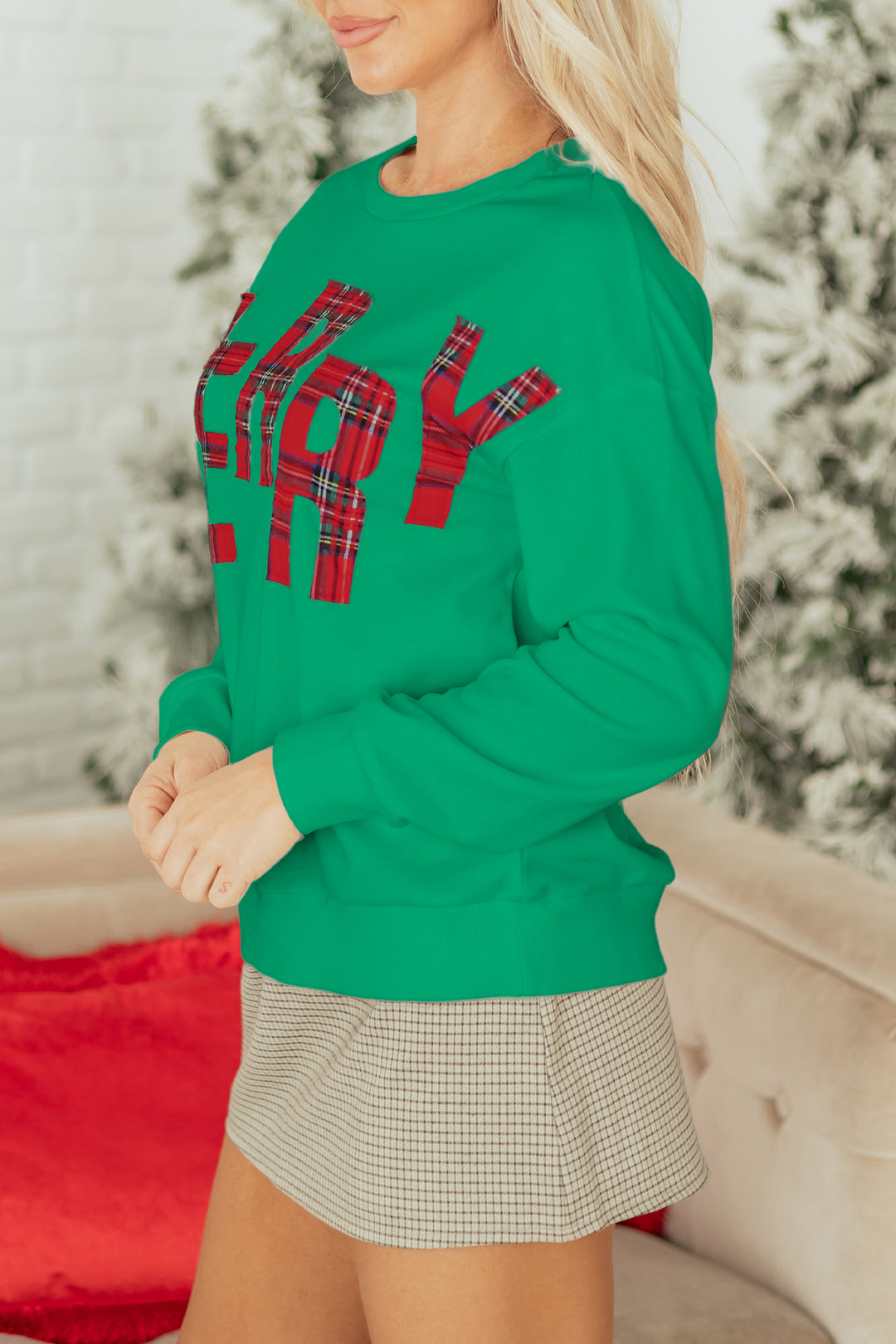 Sea Green Plaid MERRY Christmas Vacation Sweatshirt