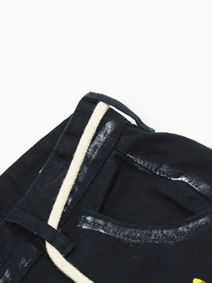 Men's Artistic Paint Splatter Wide Leg Baggy Jeans