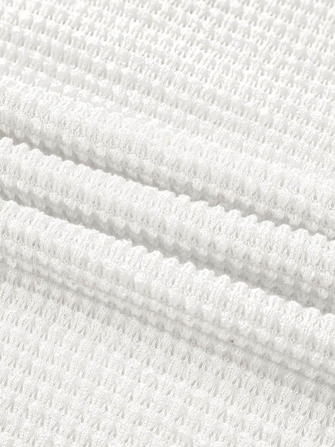 Waffle Knit Button Detail Top