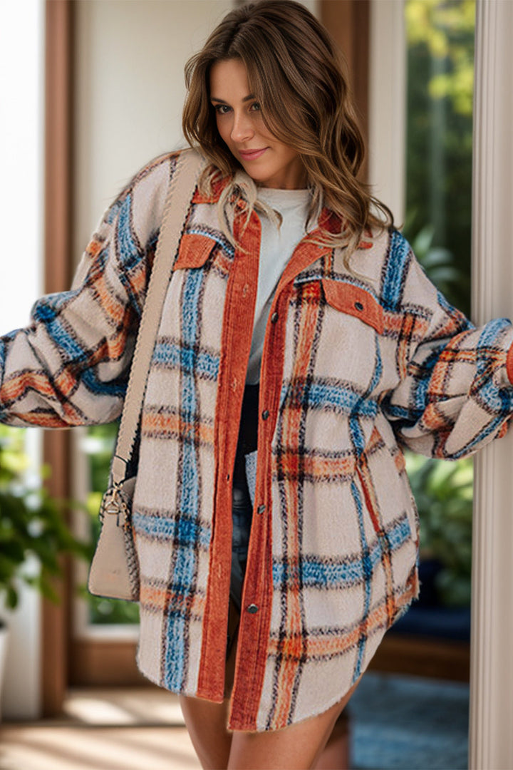 Plus Size Plaid Boyfriend Jacket