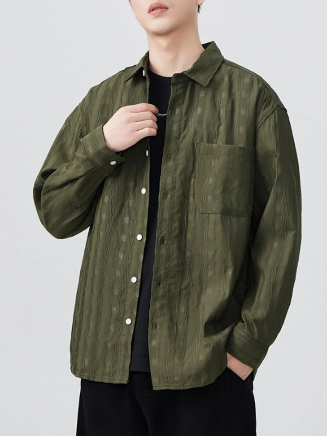 Men's Plus Size Button Up Long Sleeve Shirt
