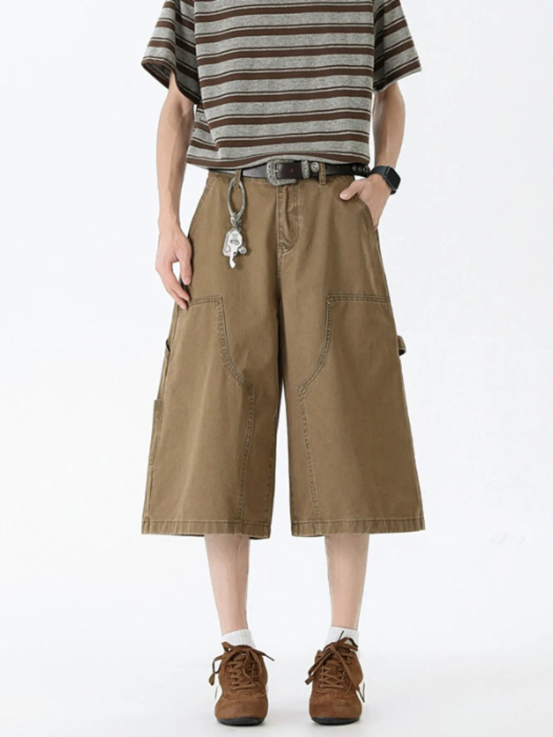 Men's Full Size Wide Leg Cargo Denim Shorts Plus Size