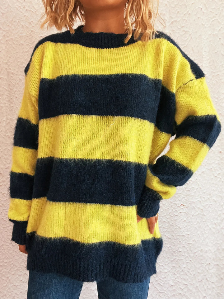 Striped Contrast Long Sleeve Sweater