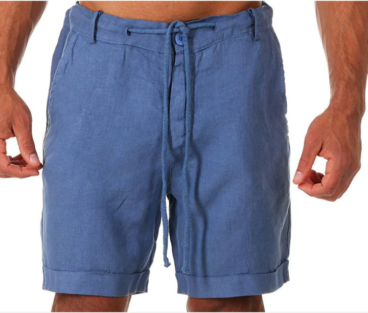 Mens Sports Running Fitness Shorts Solid-Color Casual Pants With Drawstring