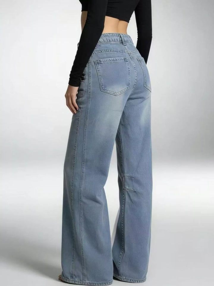 Wide Leg Wash Jeans