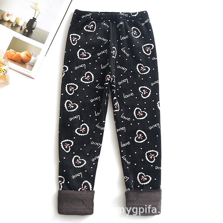 Childrens Printed Slim-fit Warm Pants Long Outerwear Trousers For Older Kids