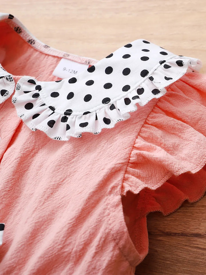 Children's Bow Peter Pan Collar Ruffle Sleeve Dress
