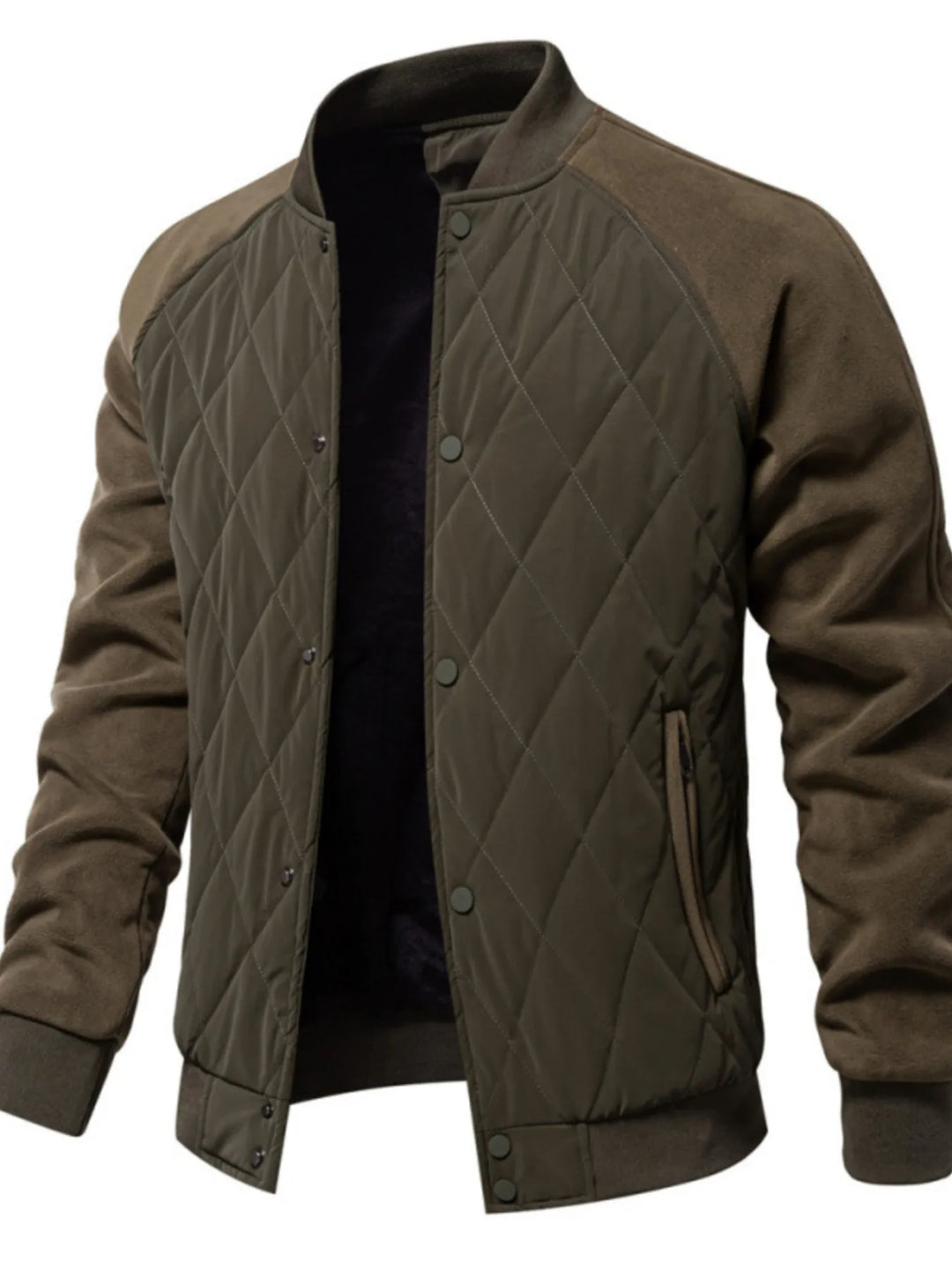 Men's Quilted Snap Down Long Sleeve Jacket
